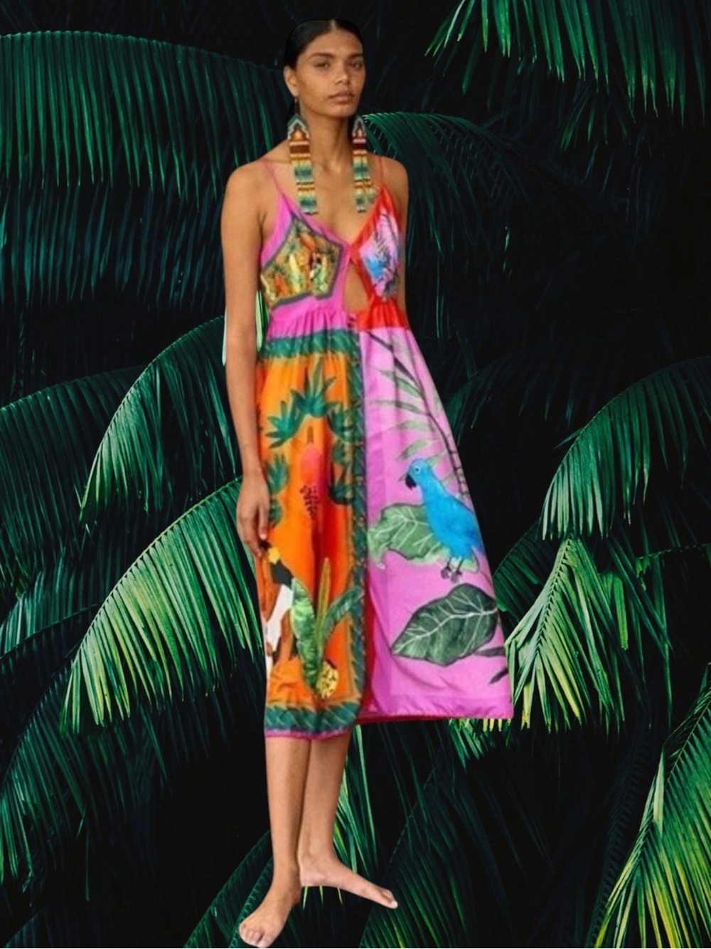 FARM RIO double scarves midi dress US Large